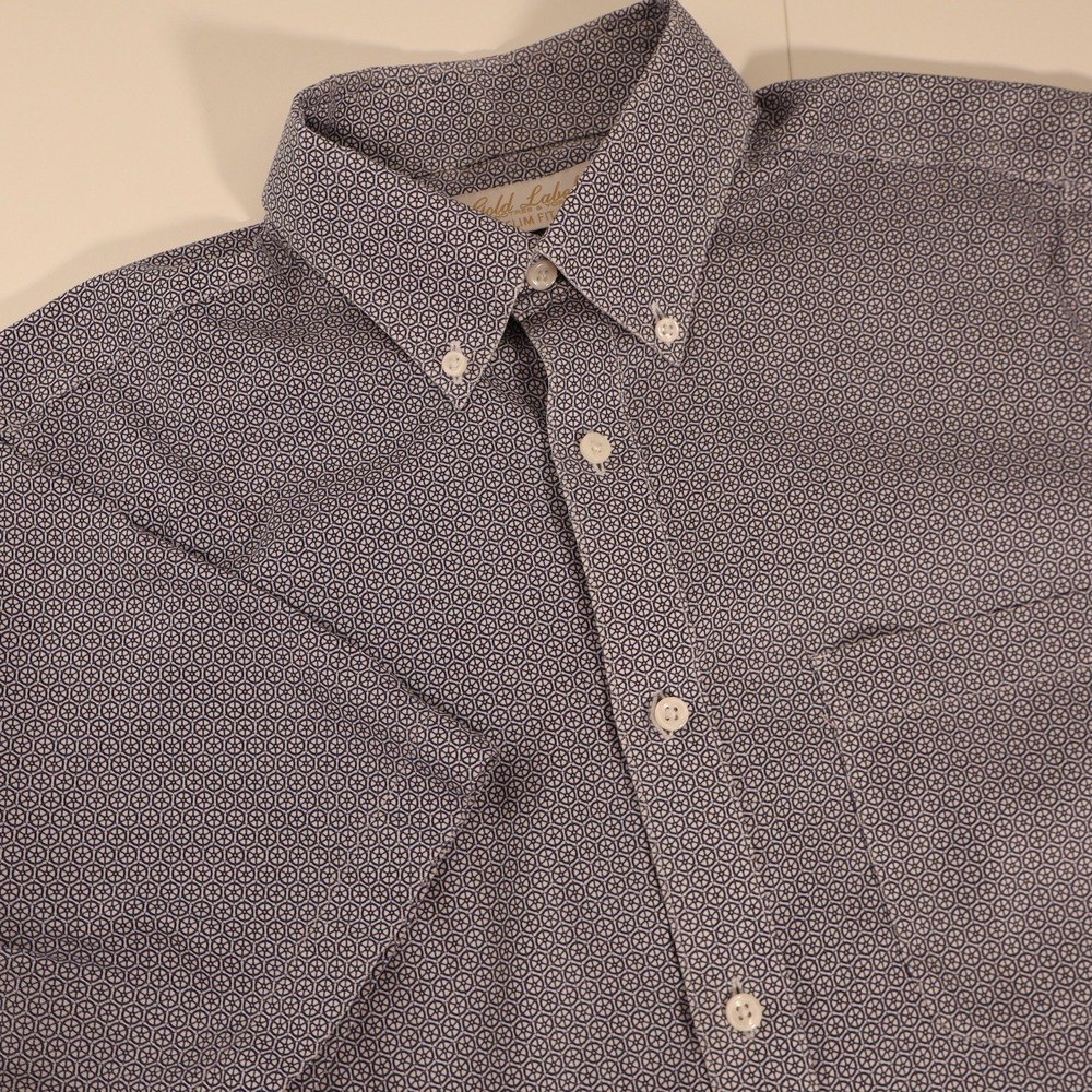 Roundtree & Yorke Gold Label Shirt Mens M Blue Short Sleeve